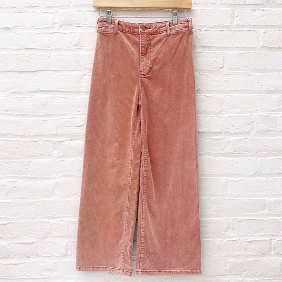 Anthropologie Pants - Anthropologie || Pilcro Ultra High-Rise Wide Leg‎ Cropped Corduroy Pants Pink 26